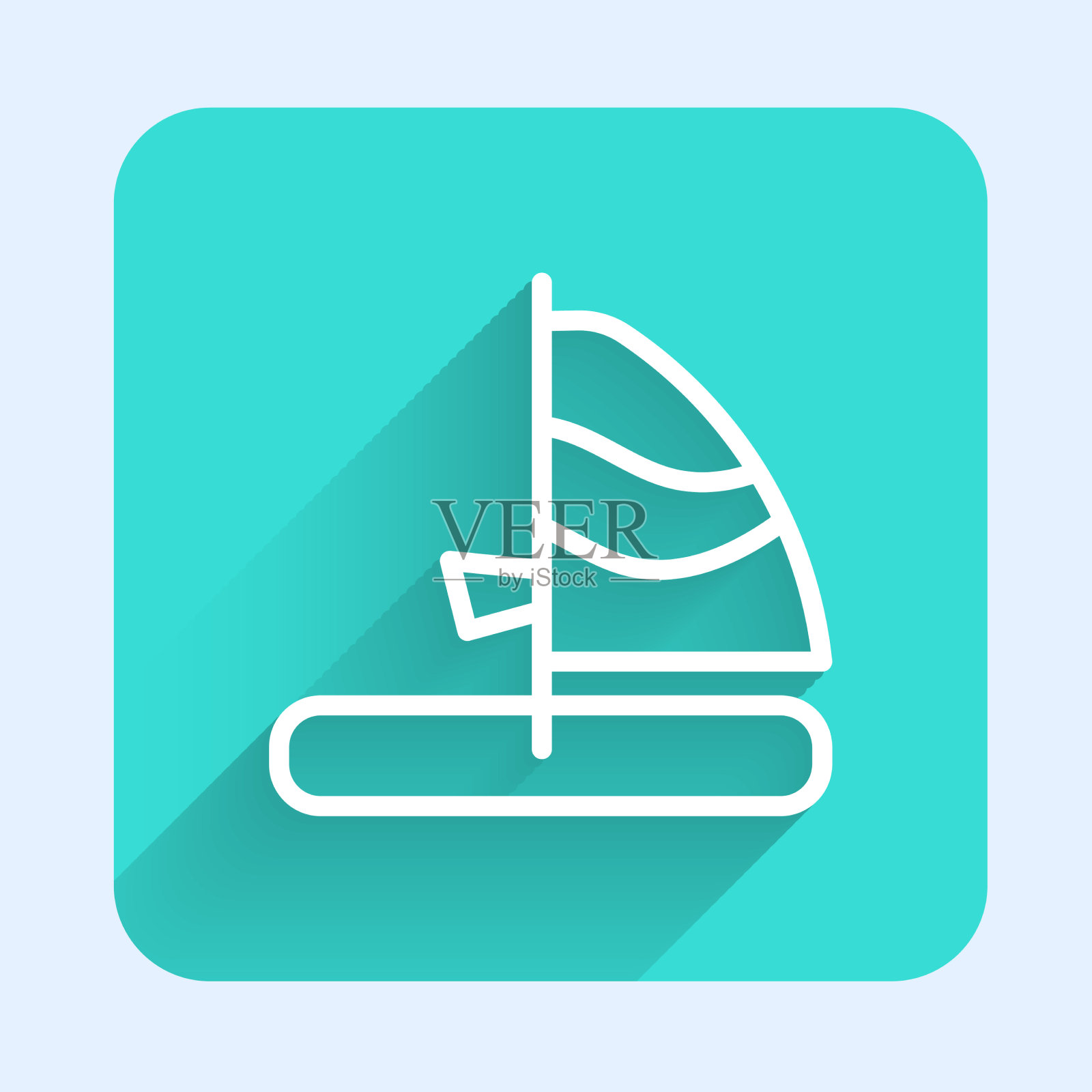 白线风帆图标孤立与长图标素材