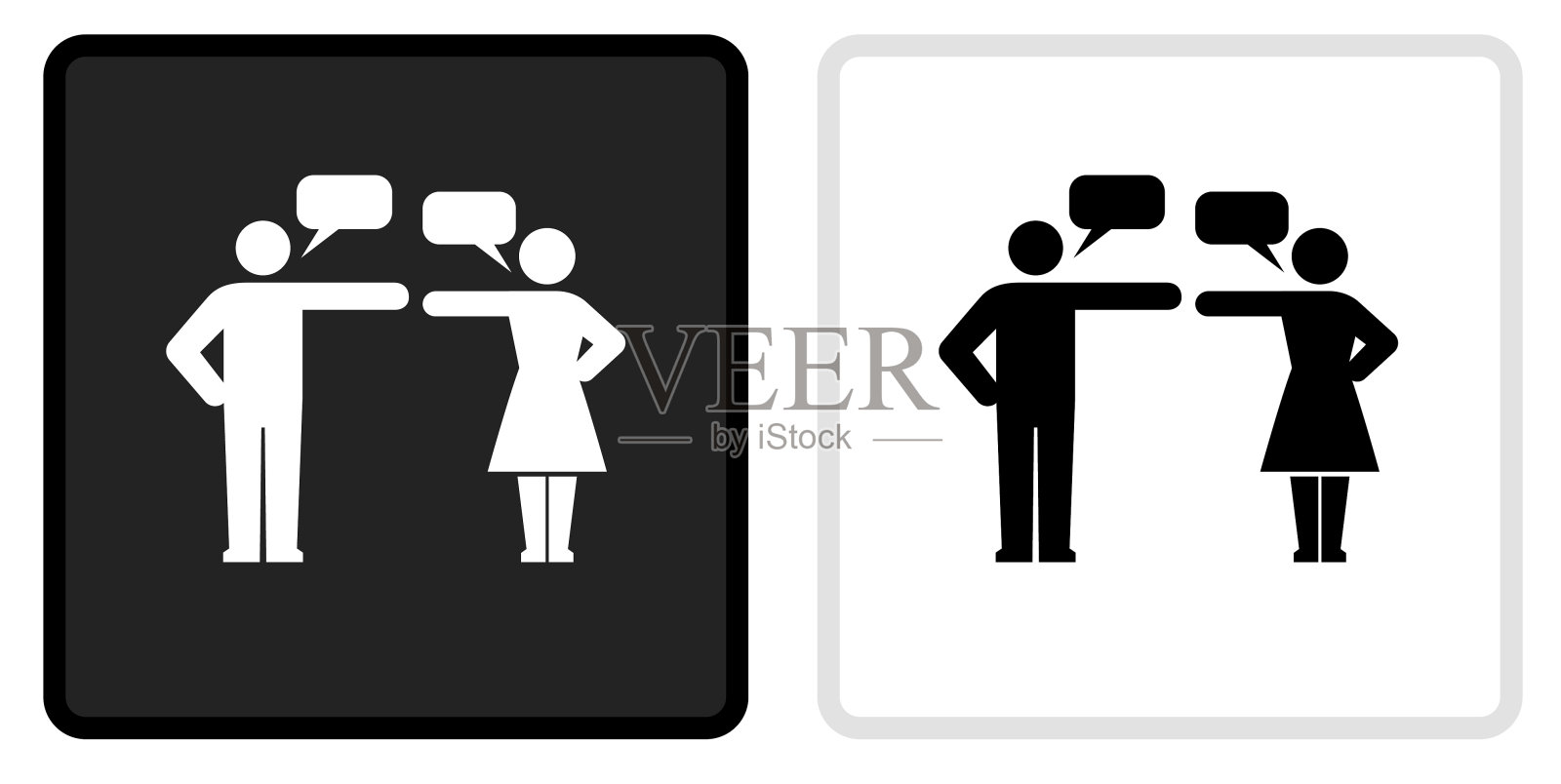 关系问题图标上的黑色按钮与白色翻转设计元素图片