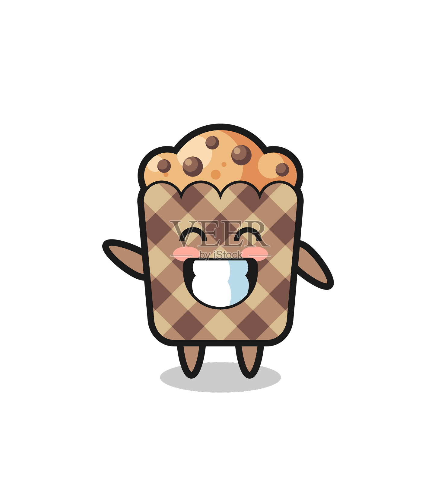 松饼卡通人物做挥手手势设计元素图片