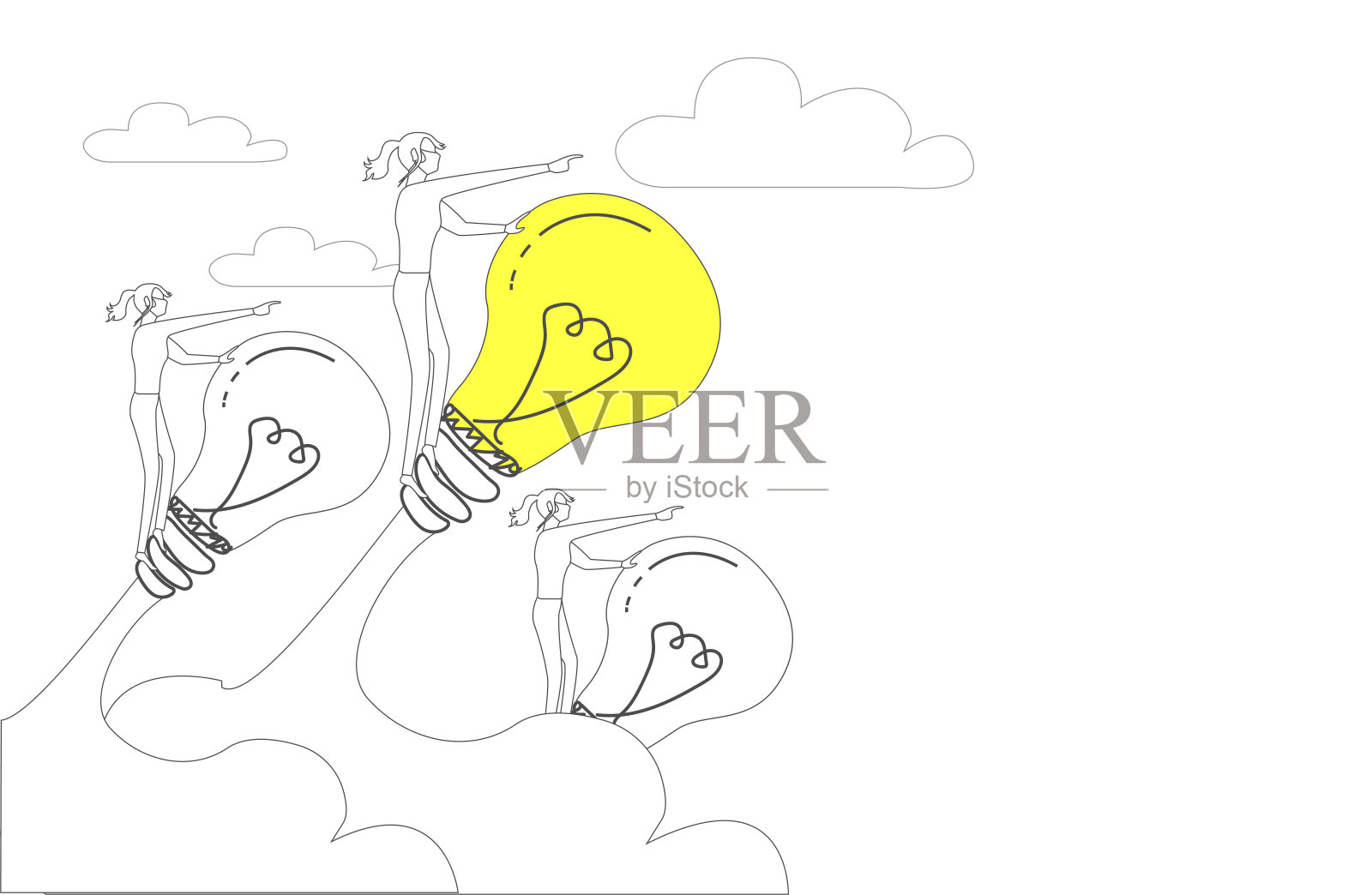 女商人驾驶火箭灯。启动插画图片素材