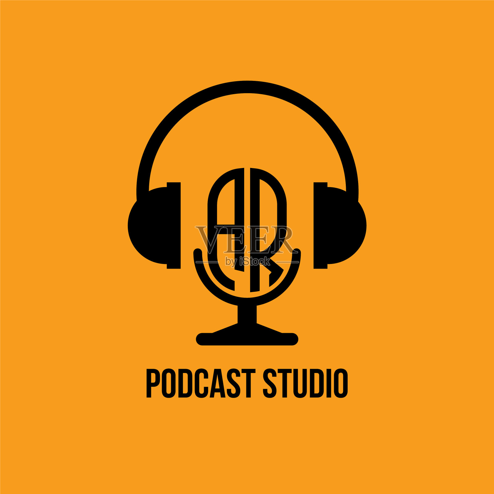 Ar字母组合耳机和麦克风风格插画图片素材