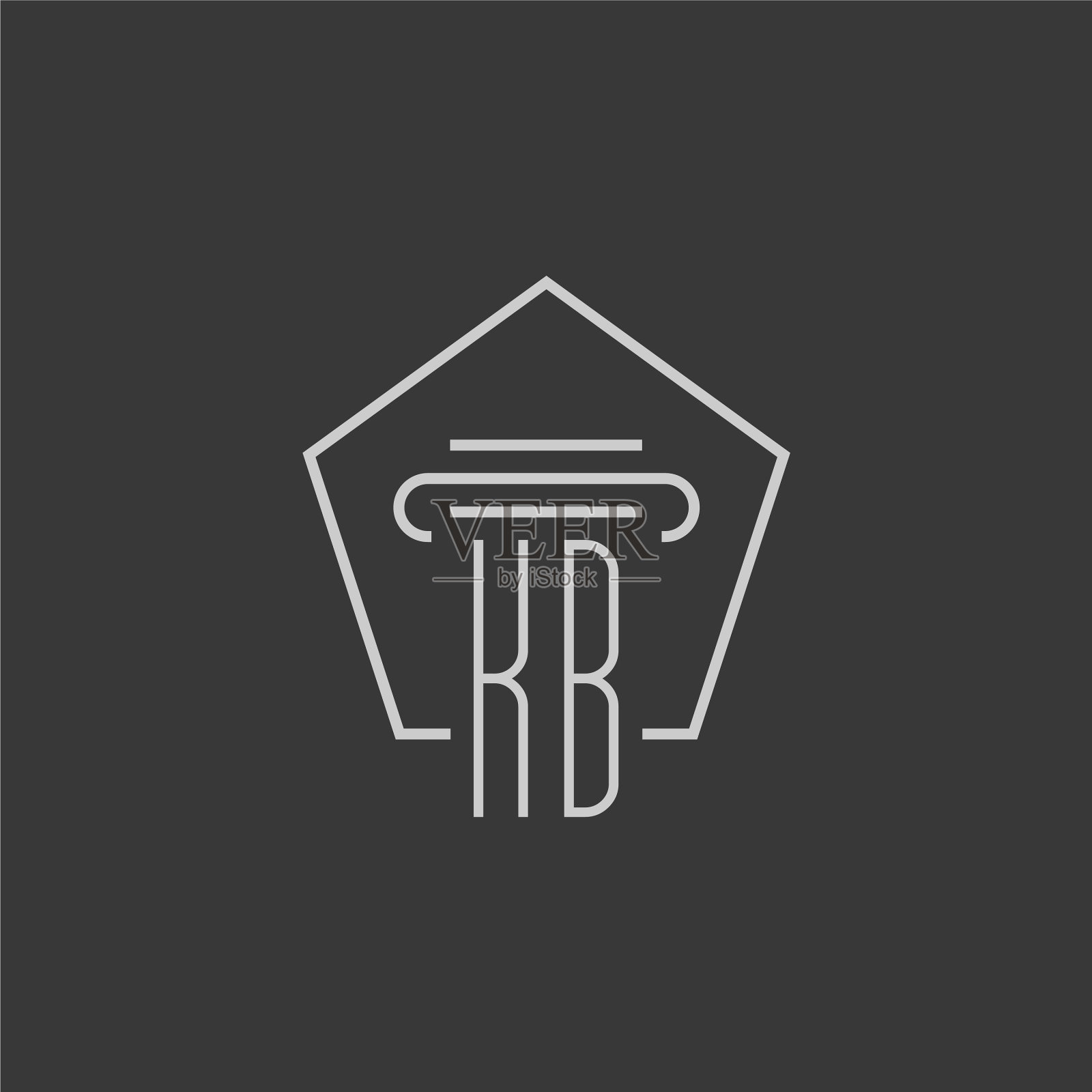 首字母大写KB与单线支柱标志插画图片素材