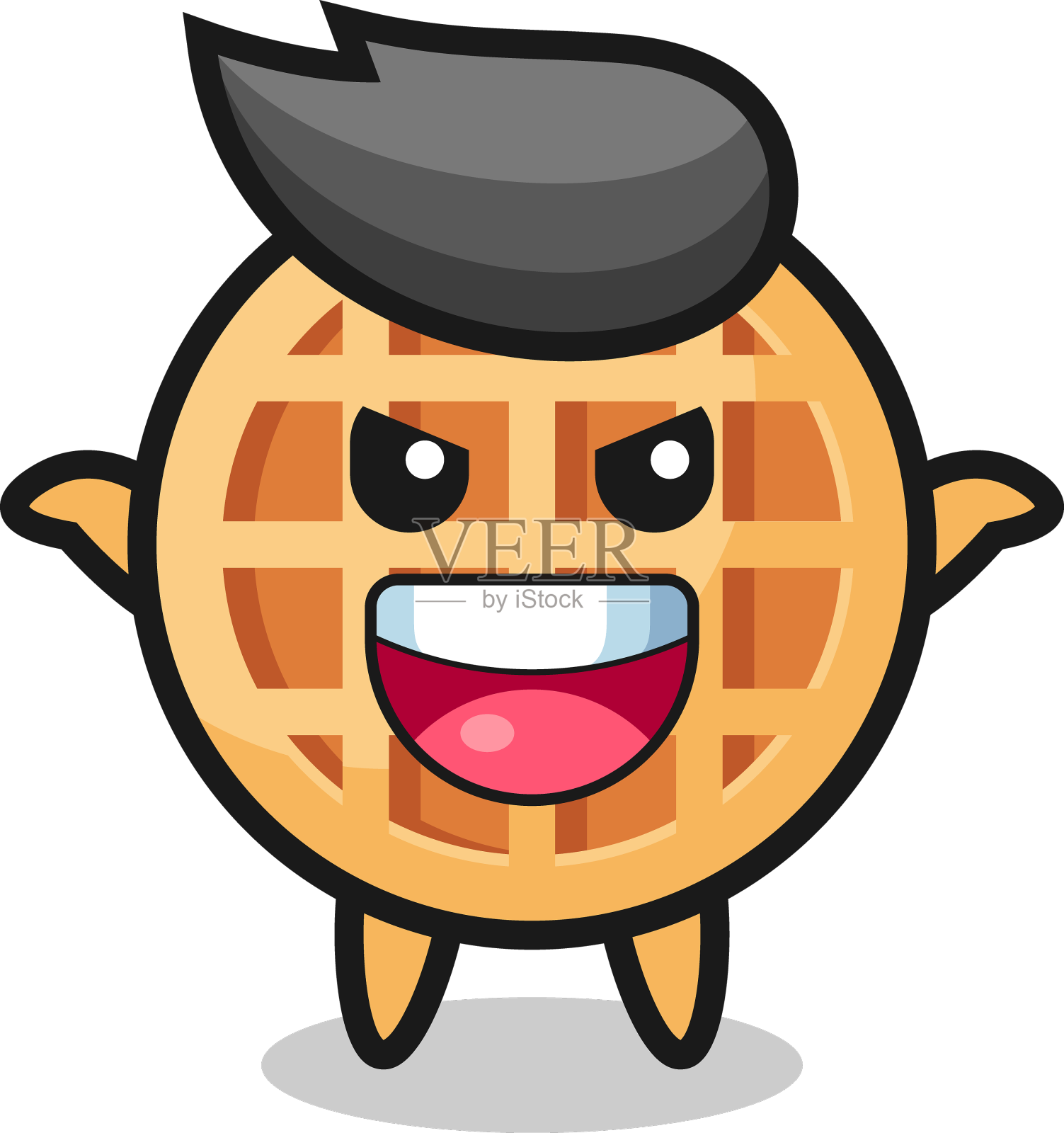 可爱的圆圈华夫饼做恐吓手势设计元素图片