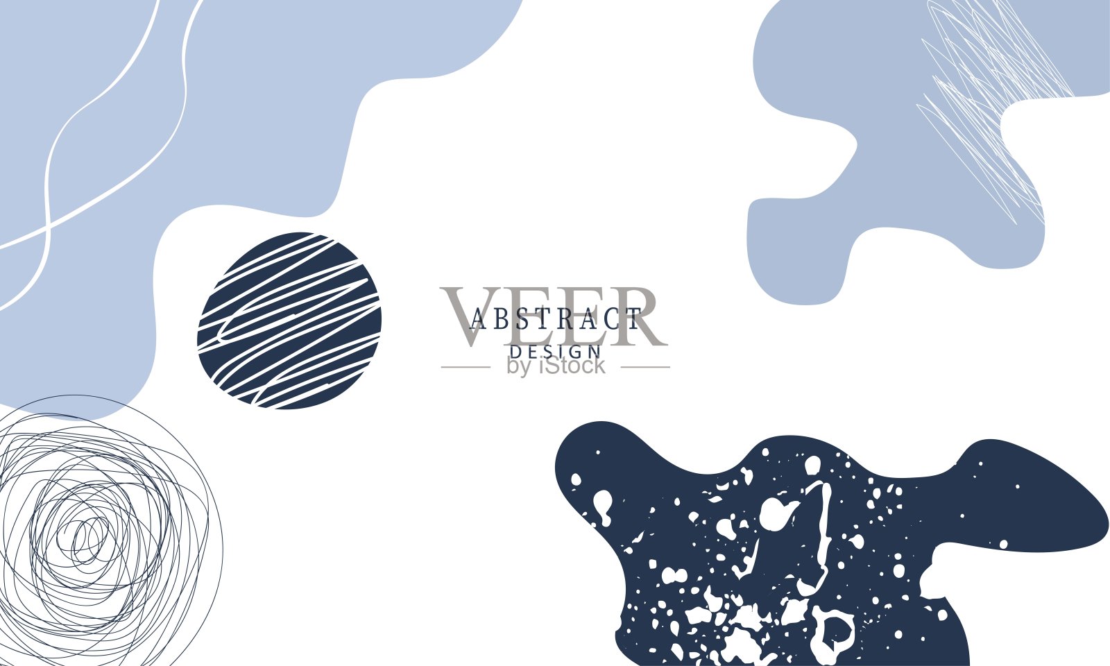 有机形状和手绘极简主义的抽象背景插画图片素材