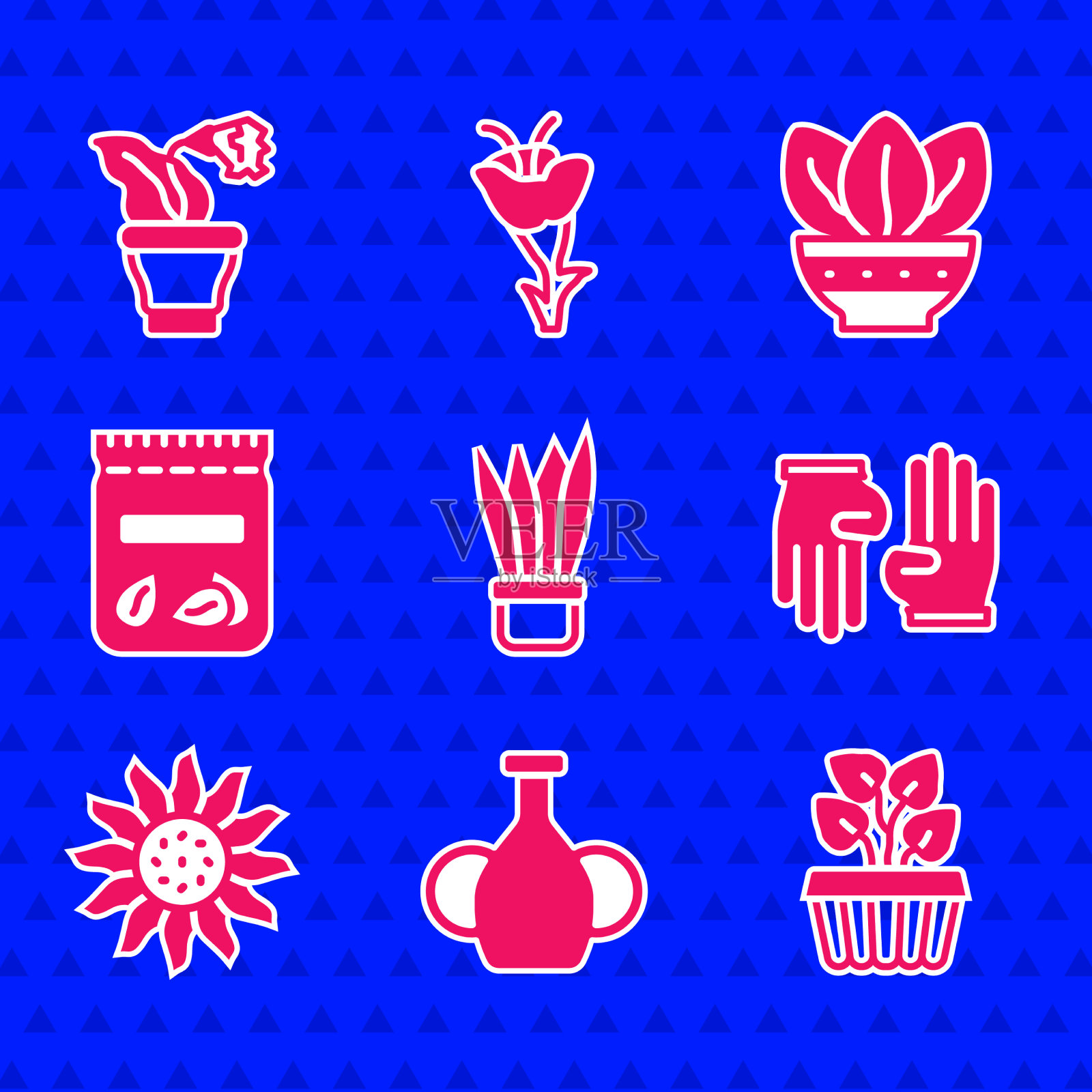 花盆花瓶室内植物常春藤橡胶图标素材