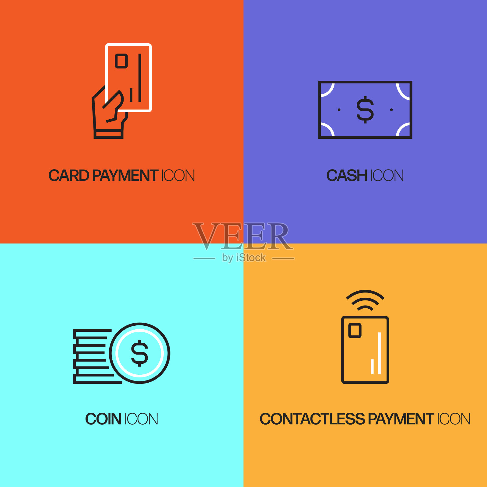 金钱相关的线图标。向量符号说明。插画图片素材