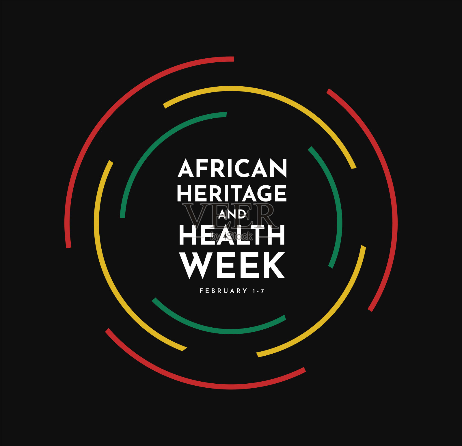 非洲遗产和健康周，2月1日至7日背景。向量插画图片素材