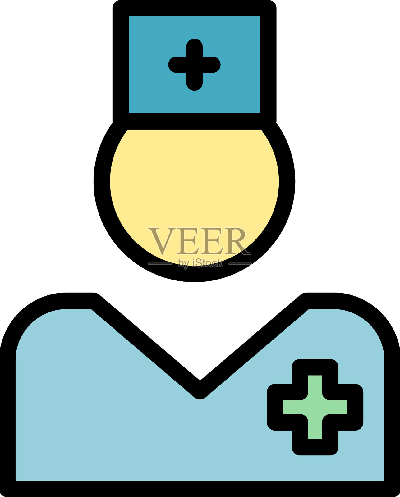 兽医医生图标颜色轮廓插画图片素材