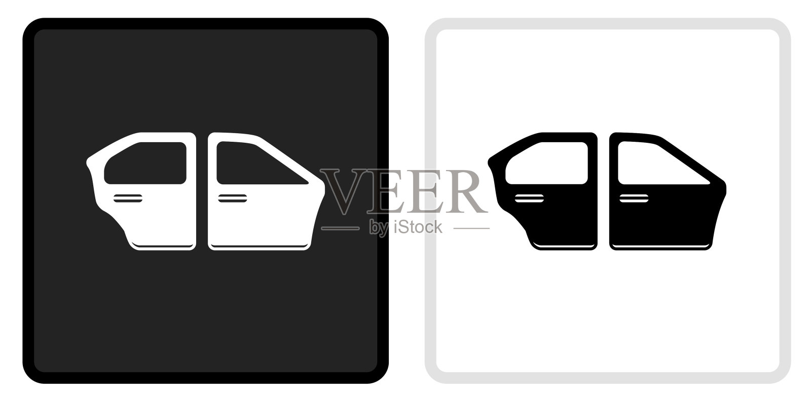 车门图标上的黑色按钮与白色翻转插画图片素材