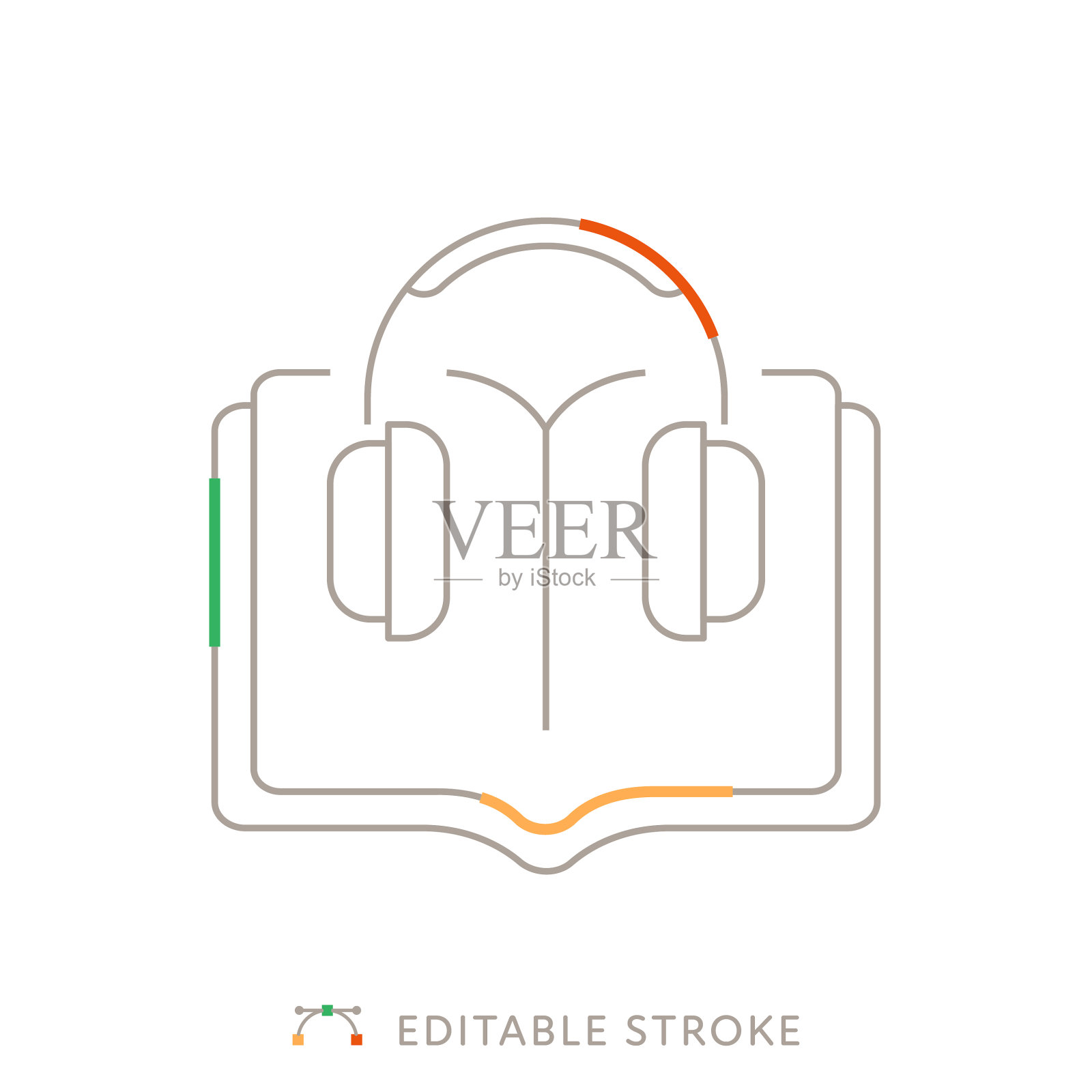 音频书多色线图标与可编辑的Stroke插画图片素材