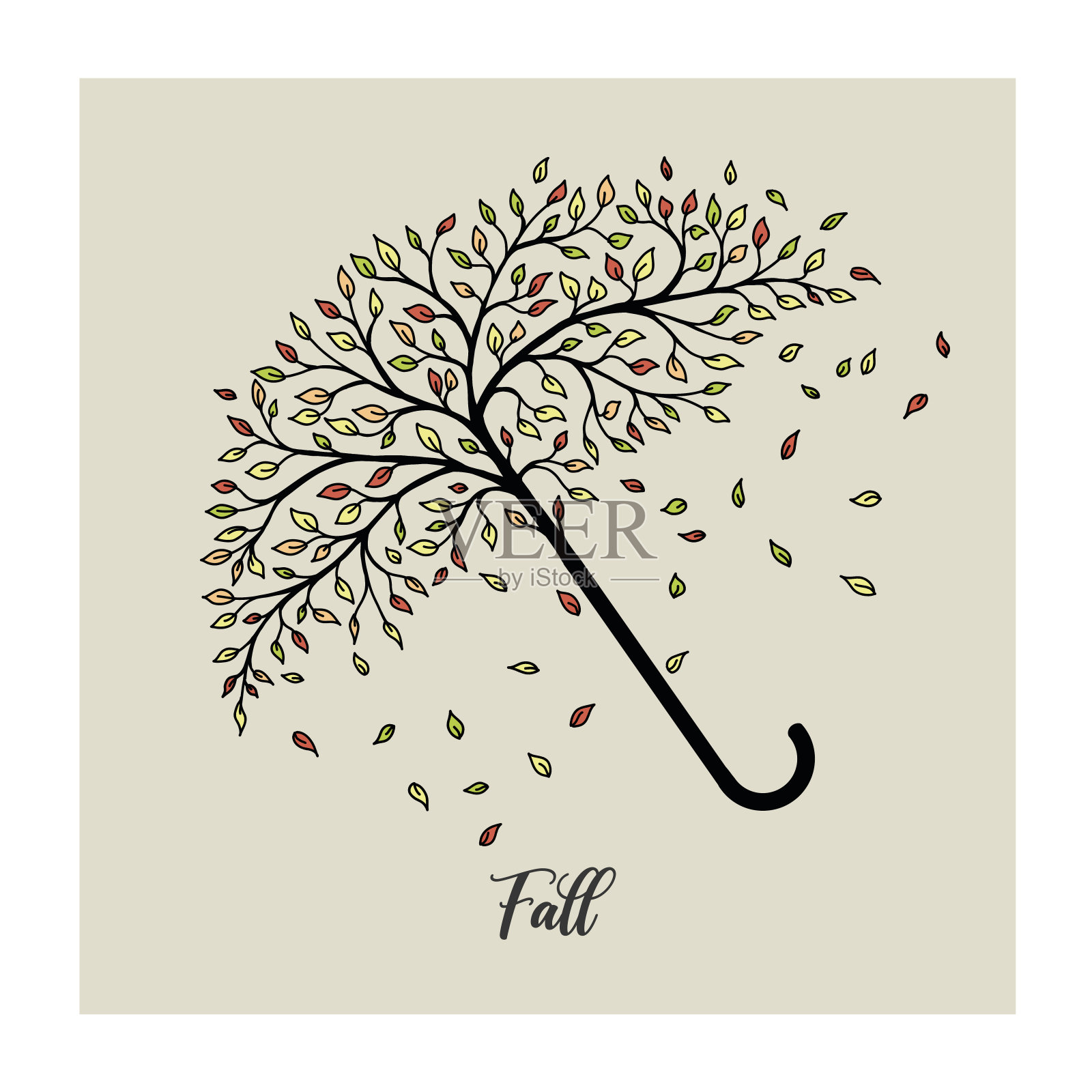 四季伞概念插画图片素材