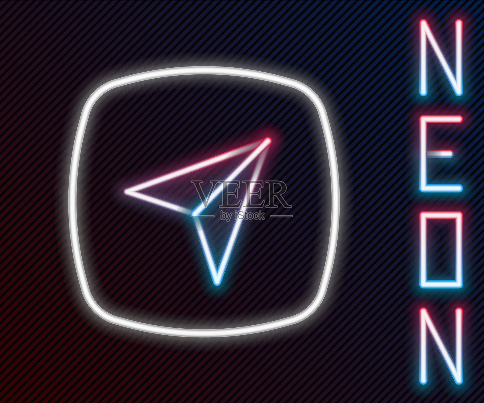 城市地图的霓虹灯线信息图插画图片素材