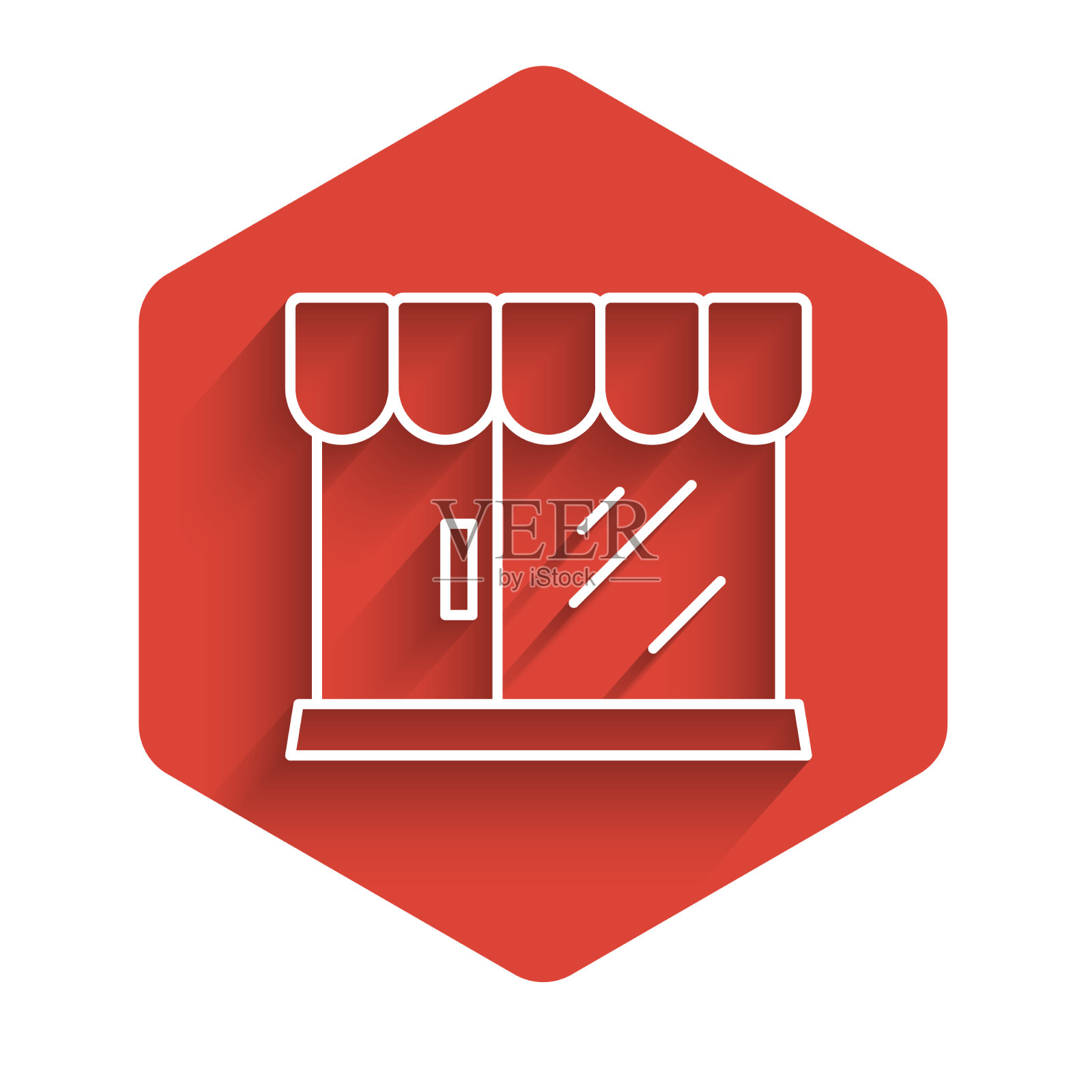 白线理发店建筑图标孤立与插画图片素材