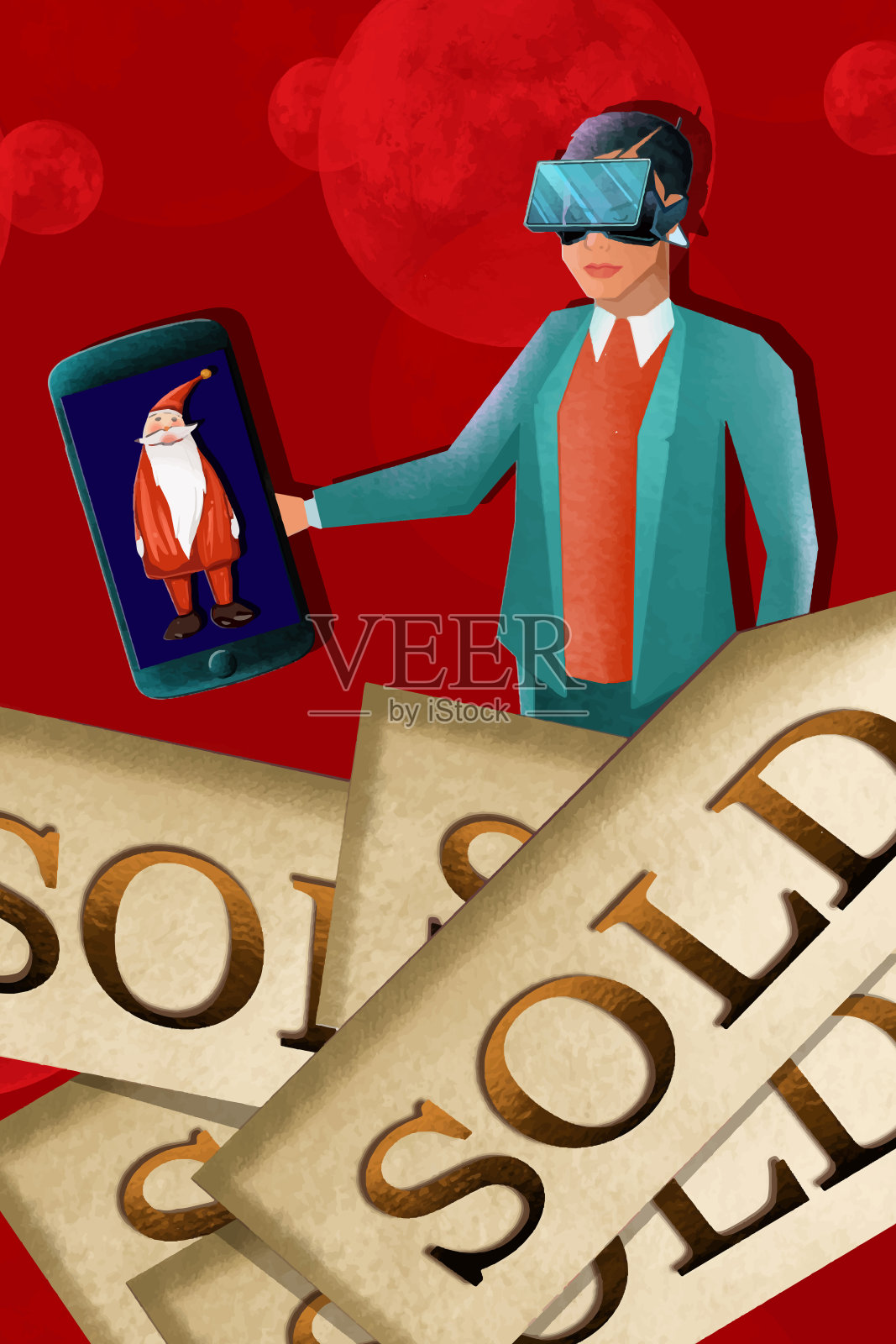 虚拟眼镜用于虚拟购物插画图片素材