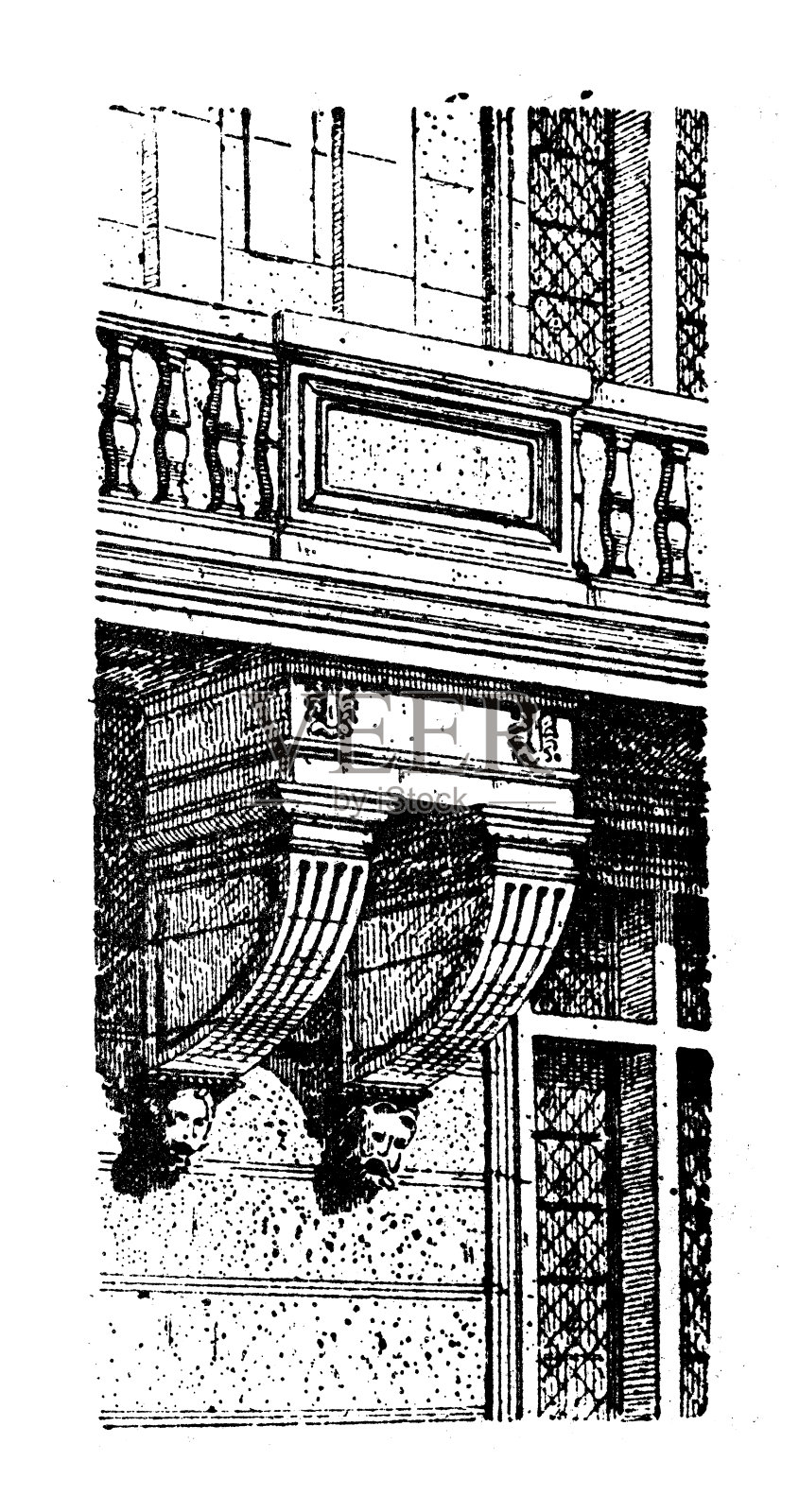 古董插画:控制台(建筑)插画图片素材