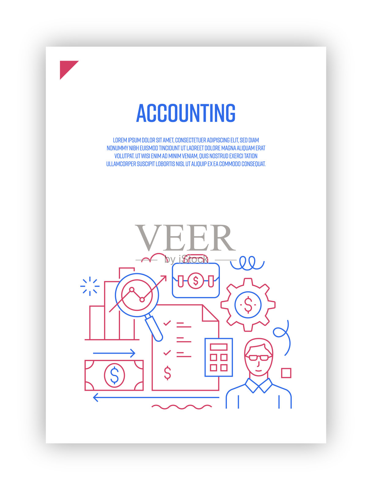 向量集插图会计概念。线条艺术风格背景设计网页，横幅，海报，打印等。矢量插图。插画图片素材