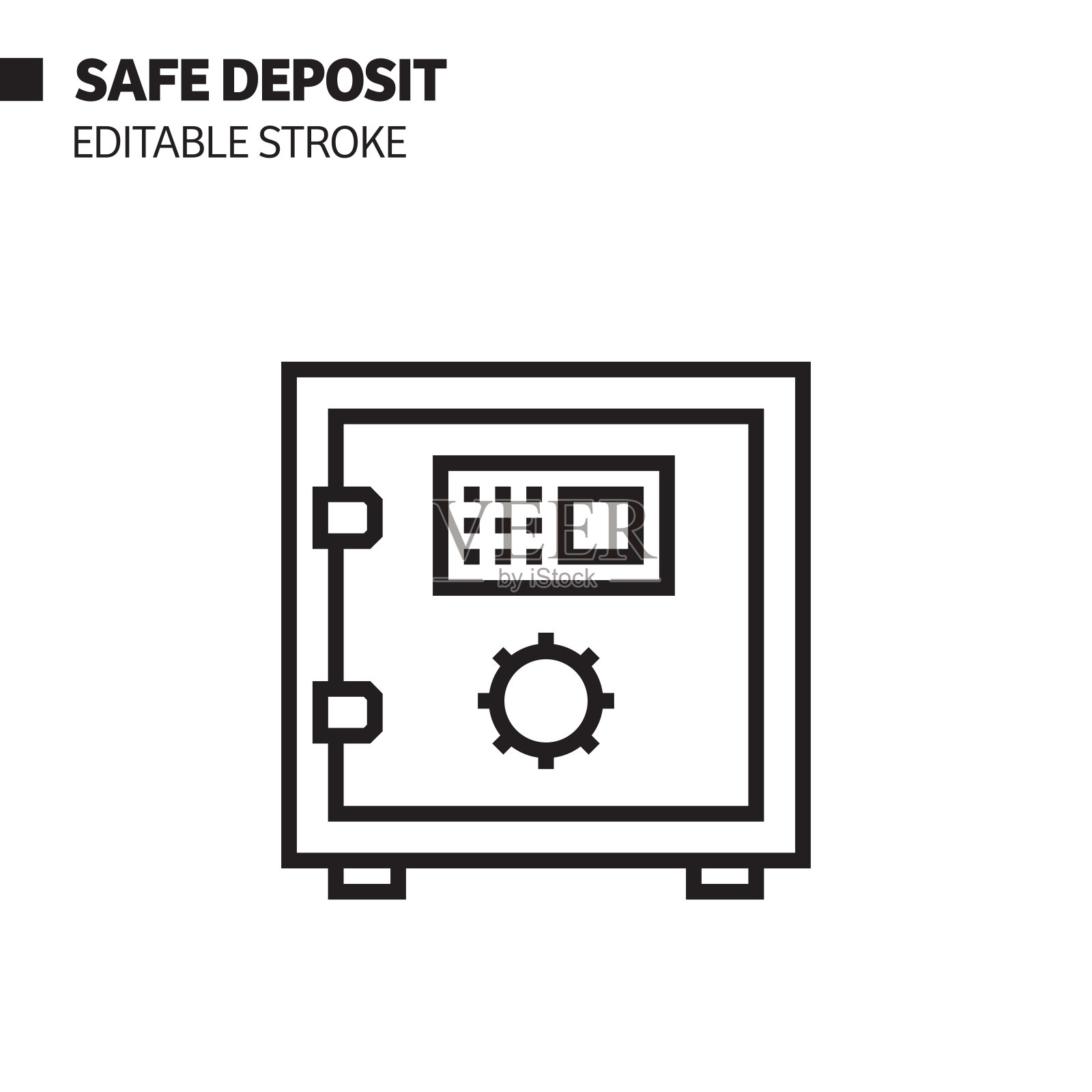 安全存款线图标，轮廓矢量符号插图。插画图片素材