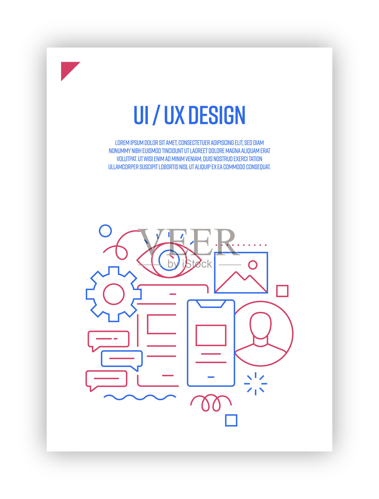 矢量集插图用户界面概念。线条艺术风格的网页，横幅，海报，印刷等背景设计。矢量插图。插画图片素材