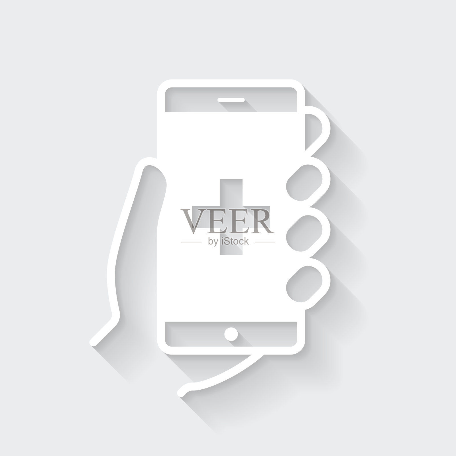 紧急呼叫。图标与空白背景上的长阴影-平面设计插画图片素材