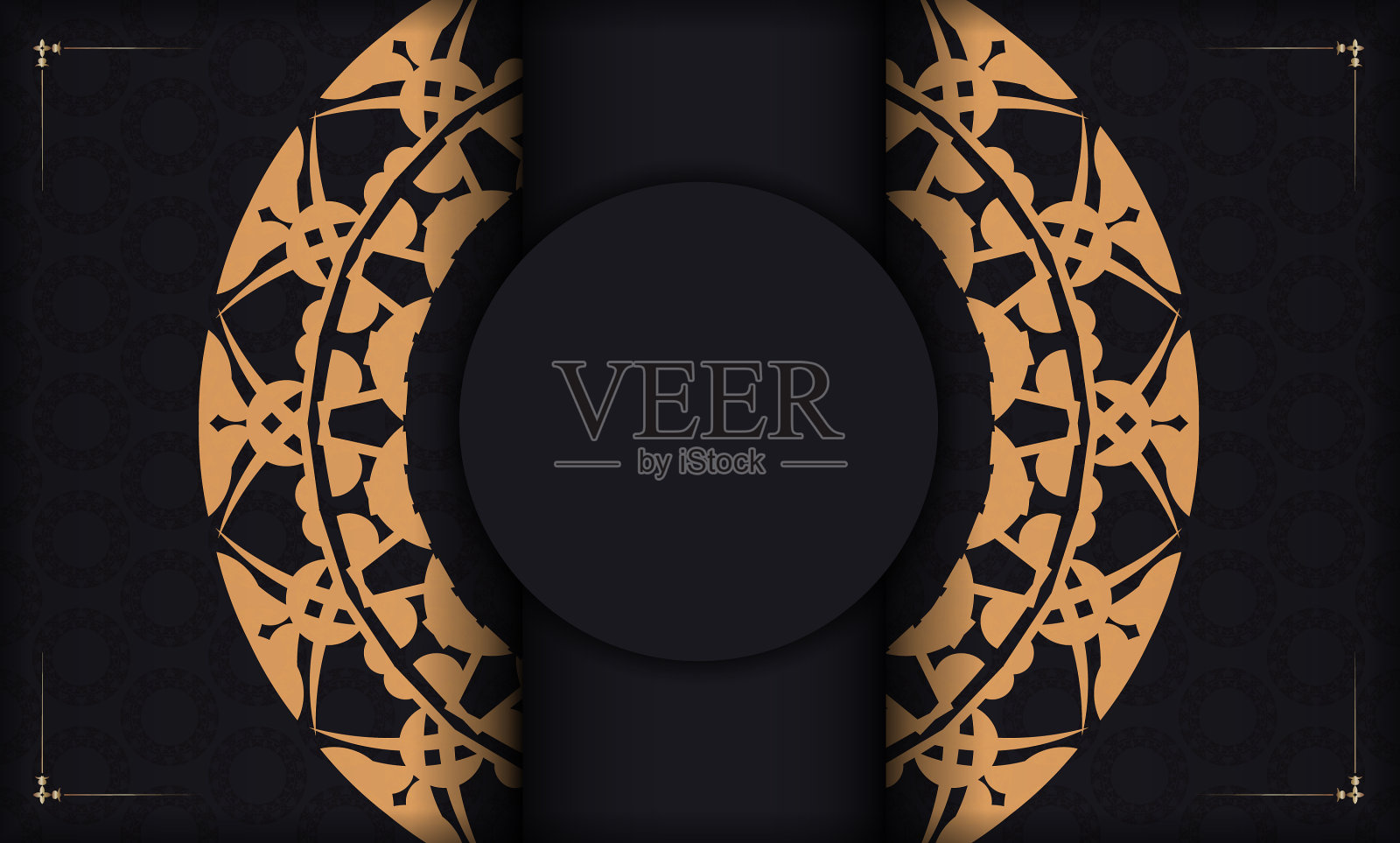 黑色旗帜与豪华的棕色装饰和插画图片素材