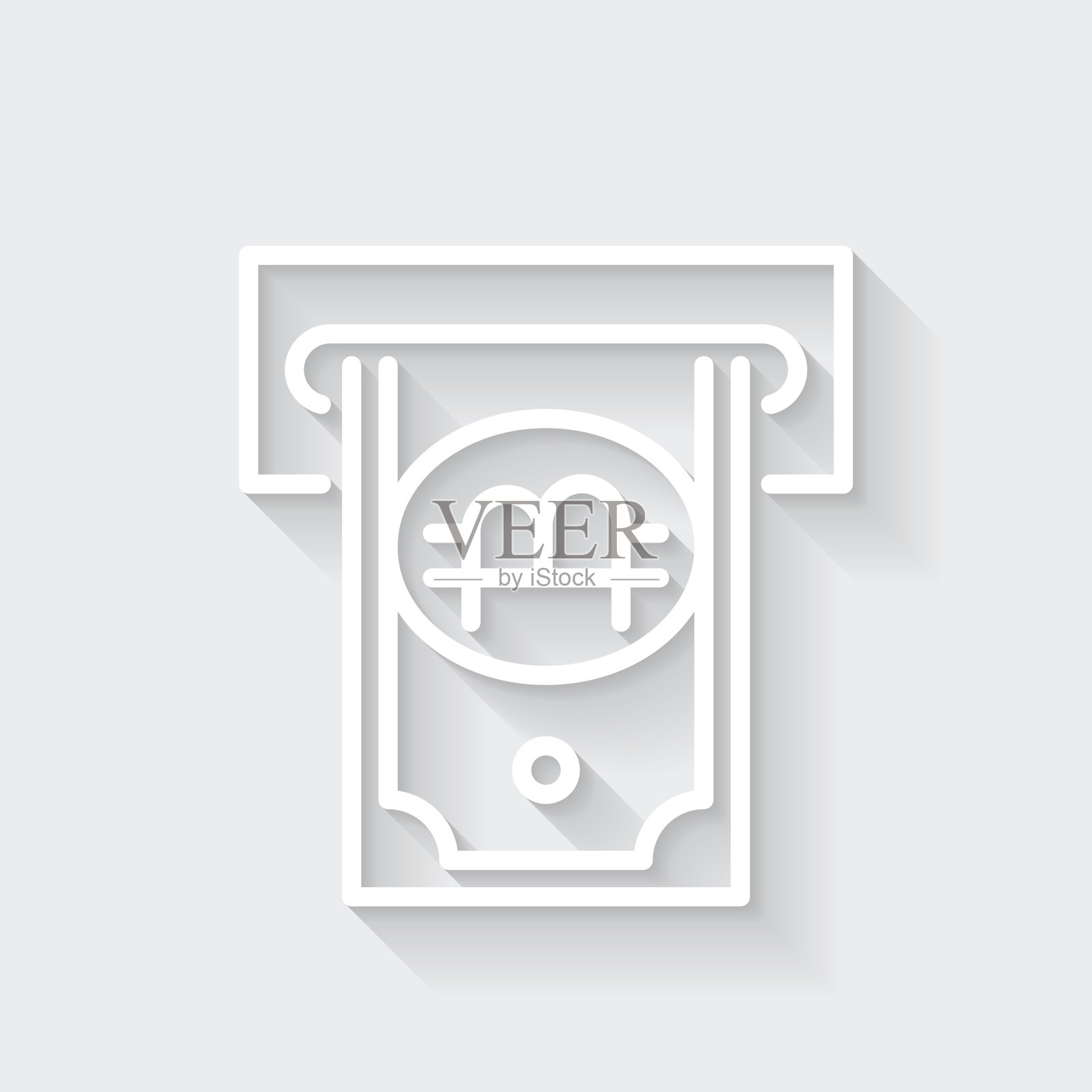 比特币撤军。图标与空白背景上的长阴影-平面设计插画图片素材