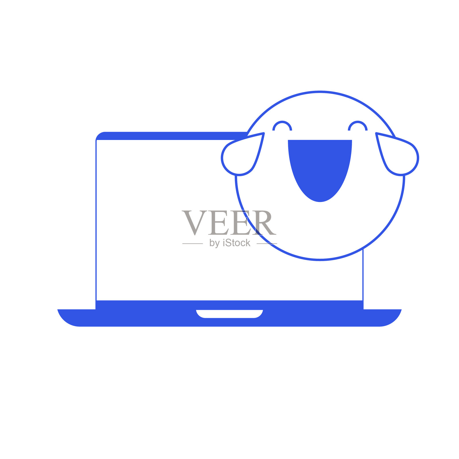 带表情符号的笔记本电脑插画图片素材