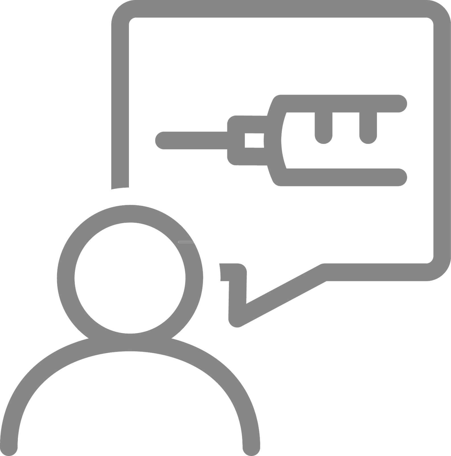 医疗注射器在语音泡与用户线设计元素图片