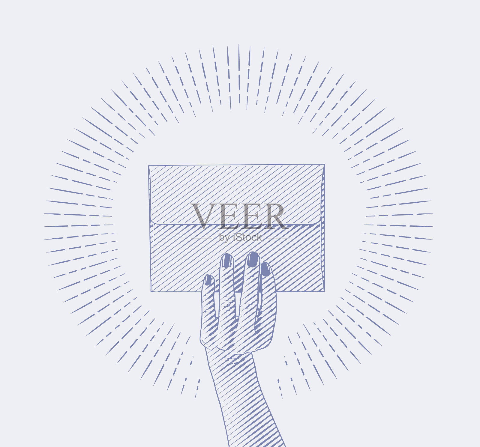 女人握着邮件的手插画图片素材