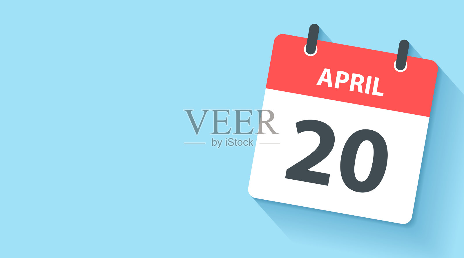 4月20日-平面设计风格的每日日历图标插画图片素材