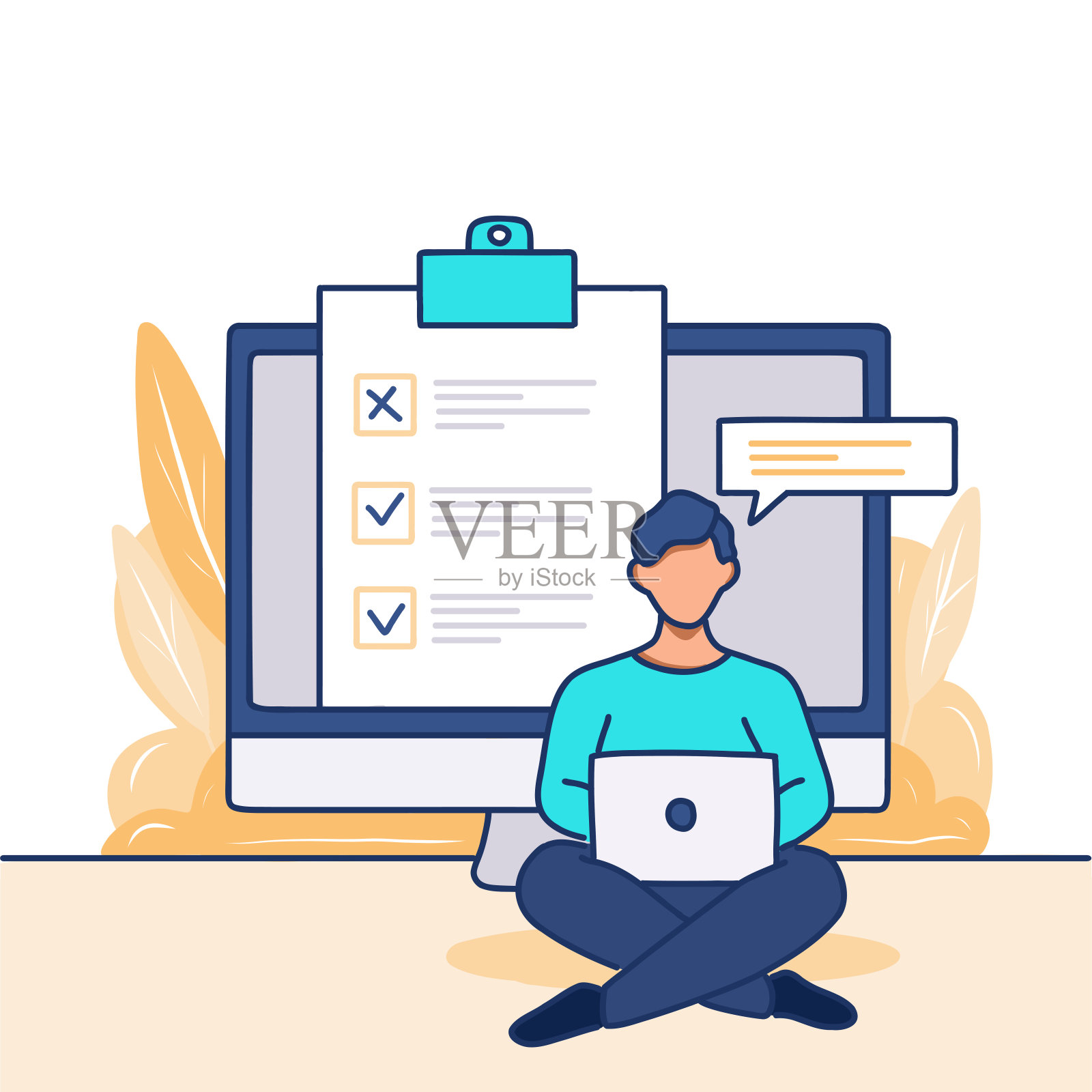 在线调查相关卡通风格矢量插图插画图片素材