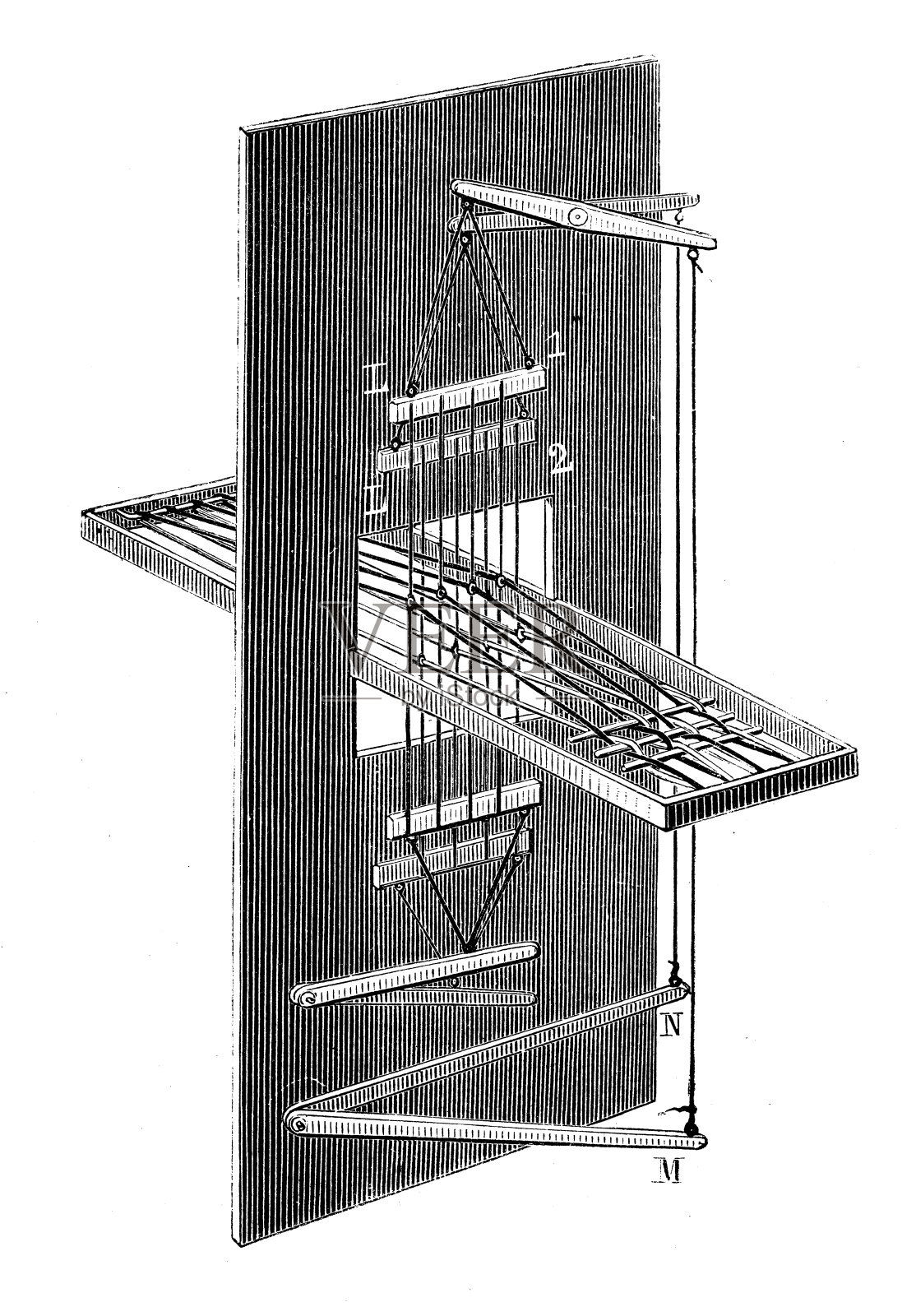 19世纪工业、技术和工艺的古董插图:纺织和时尚工业插画图片素材