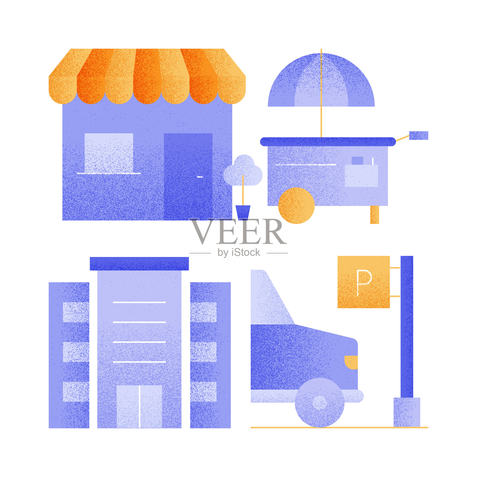 城市生活相关图标。向量符号说明。插画图片素材