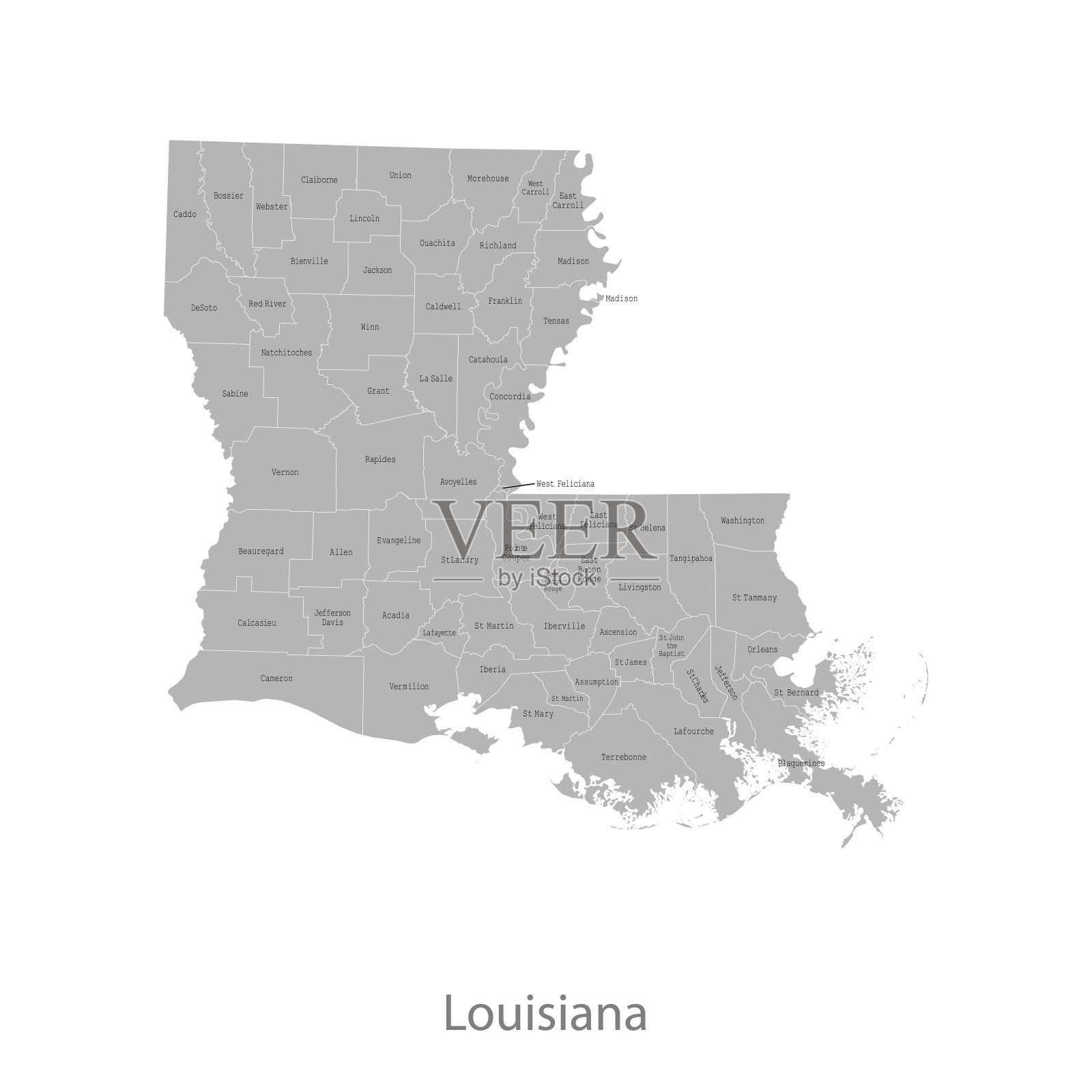 路易斯安那州地图插画图片素材