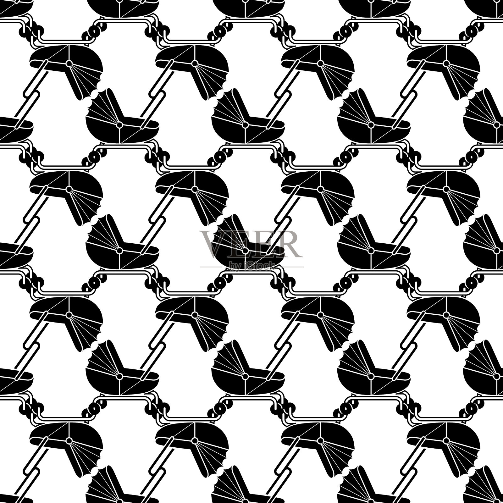 婴儿推车模式无缝插画图片素材