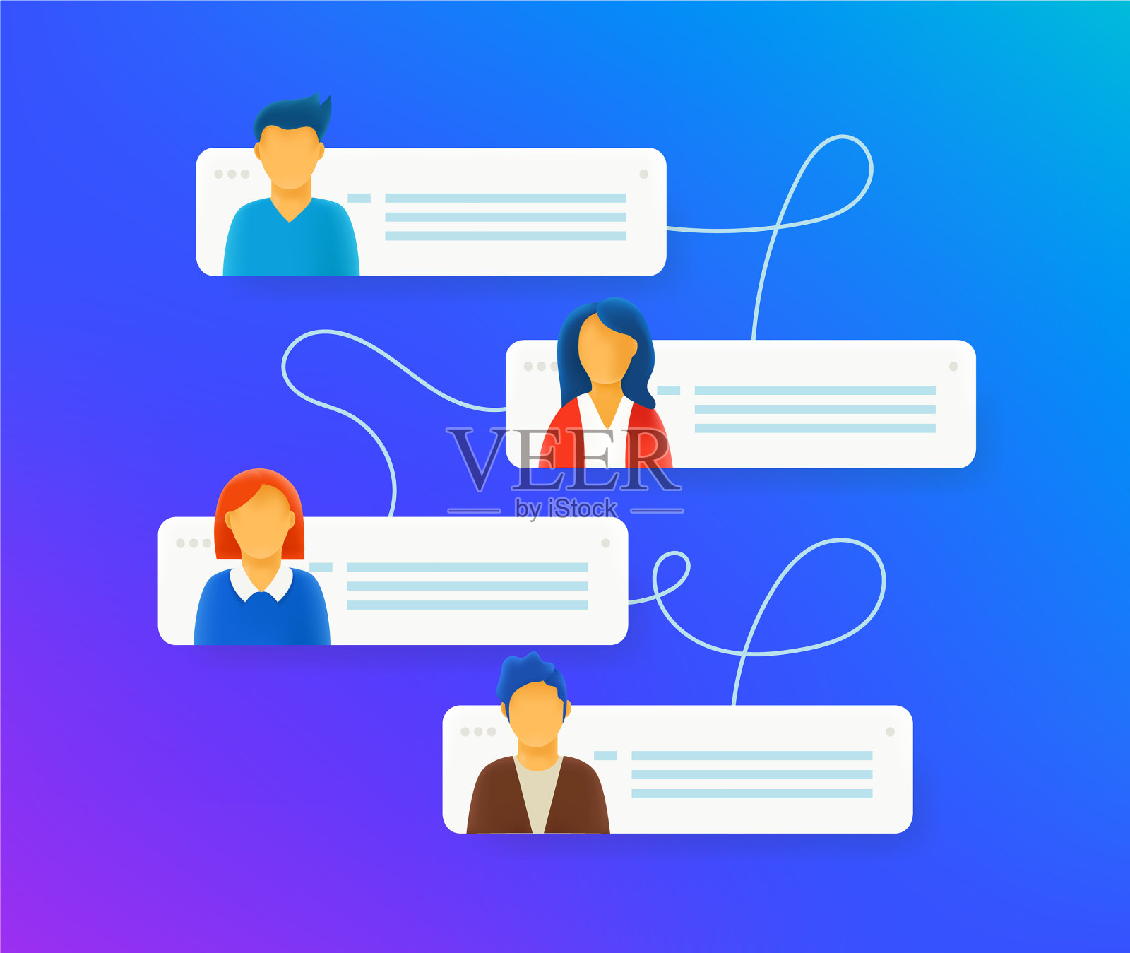 通过社交媒体进行头脑风暴插画图片素材