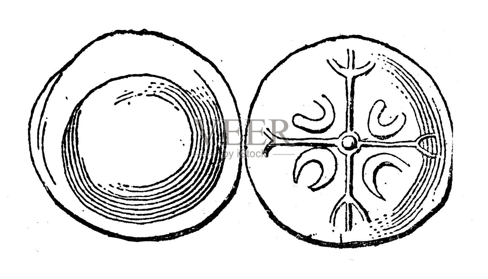 仿古插画:古币插画图片素材