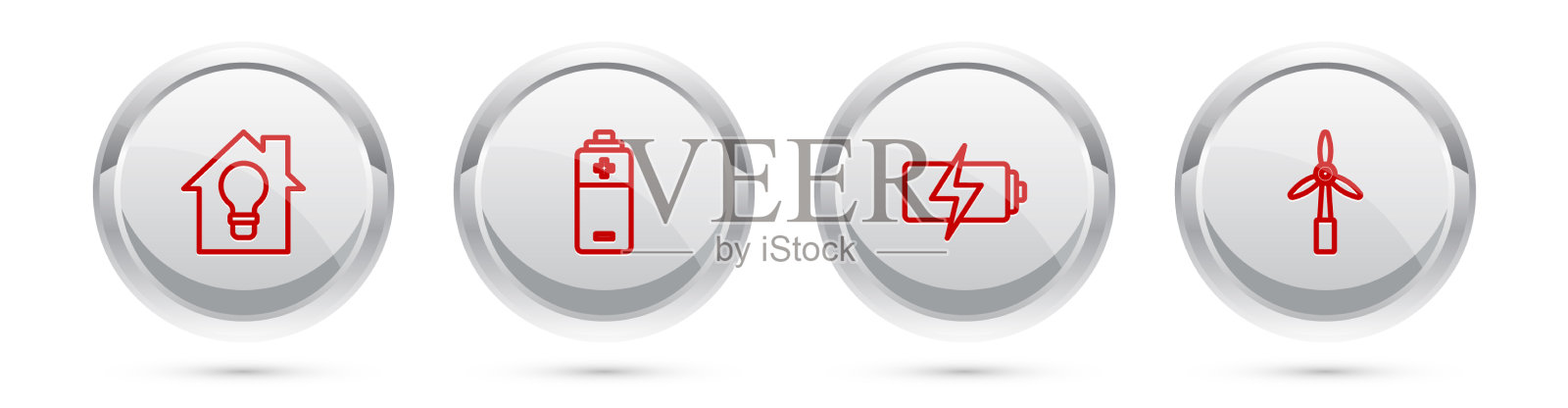 设置线智能家居和电灯泡电池图标素材