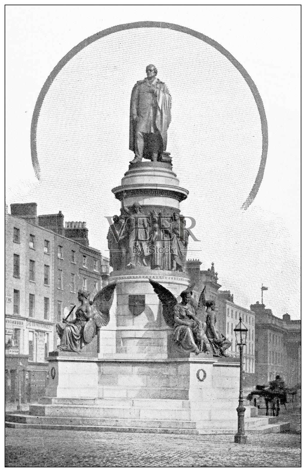 爱尔兰古玩旅行照片:欧康奈尔雕像，都柏林插画图片素材