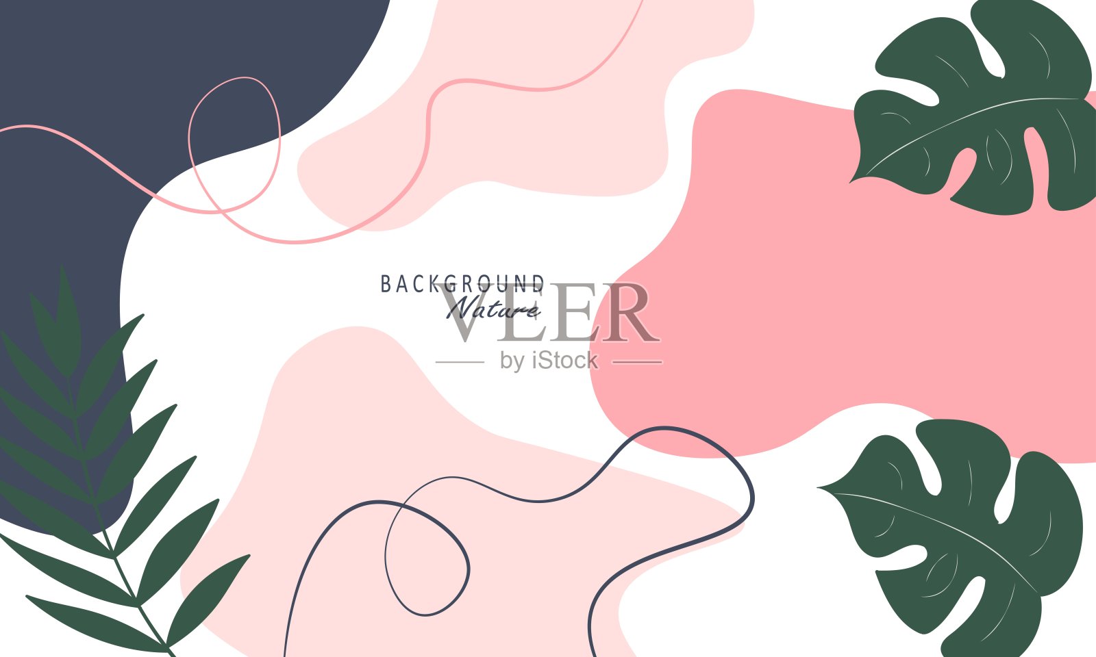 有机形状和手绘极简主义的抽象背景插画图片素材