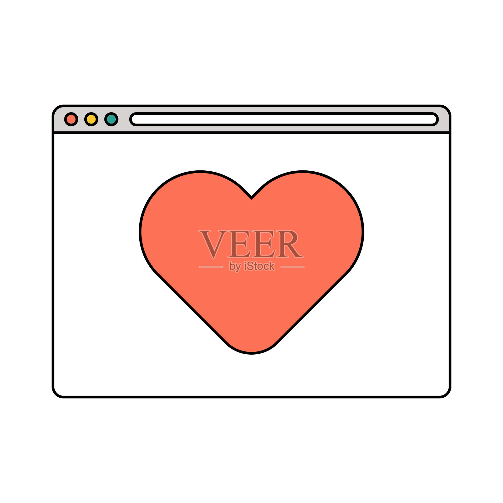 Web浏览器心形插画图片素材