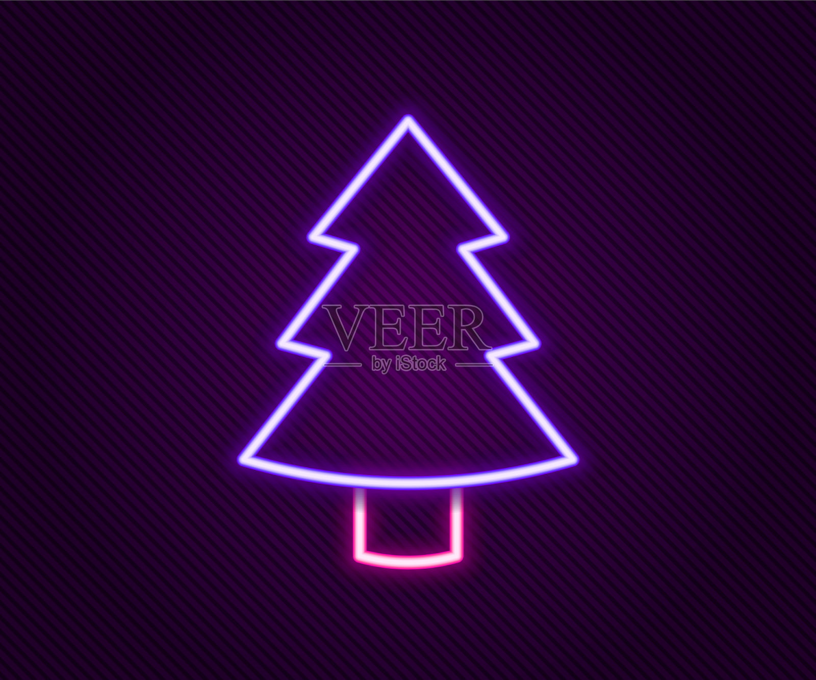 发光的霓虹灯线圣诞树图标孤立上插画图片素材