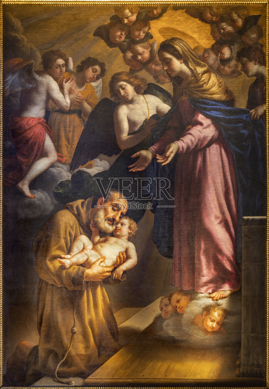 罗马——在圣玛丽亚della conczione dei Cappuccini教堂里，画着坎塔利斯的费利克斯照片摄影图片