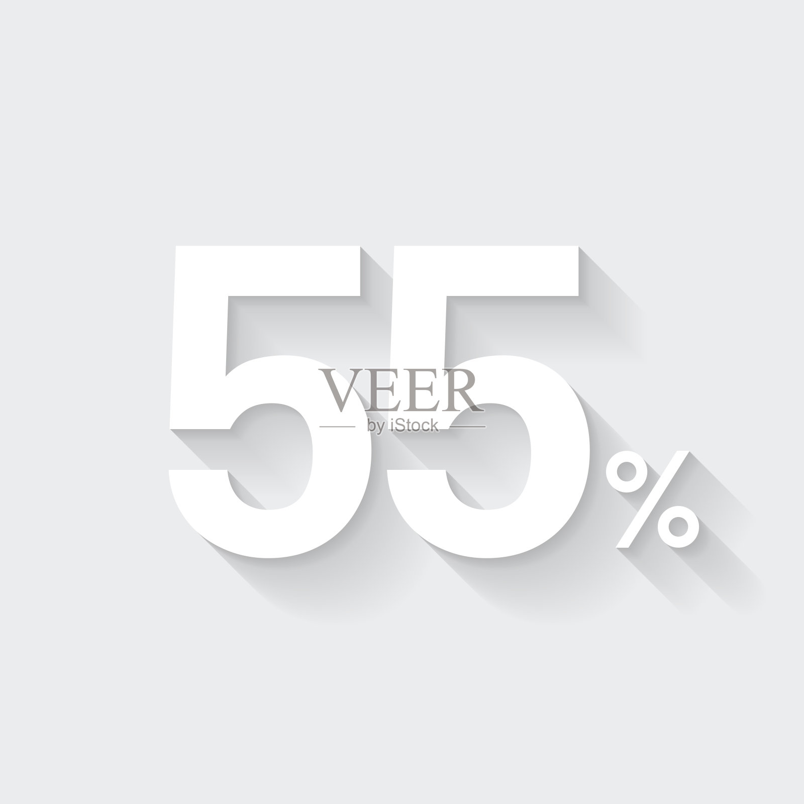 55% - 55%。图标与空白背景上的长阴影-平面设计插画图片素材