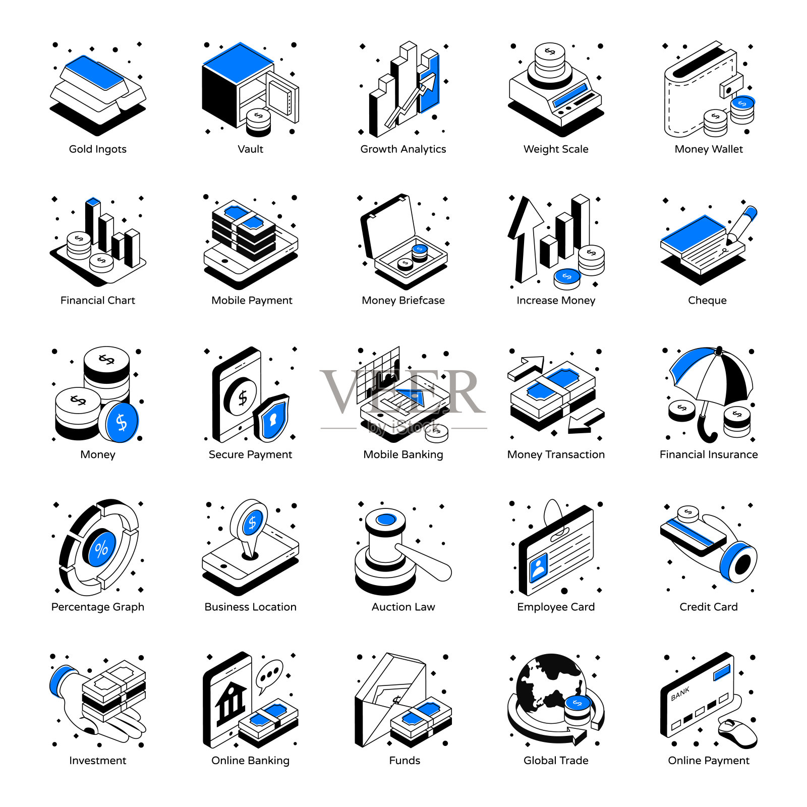 现代银行和金融等距图标图标素材