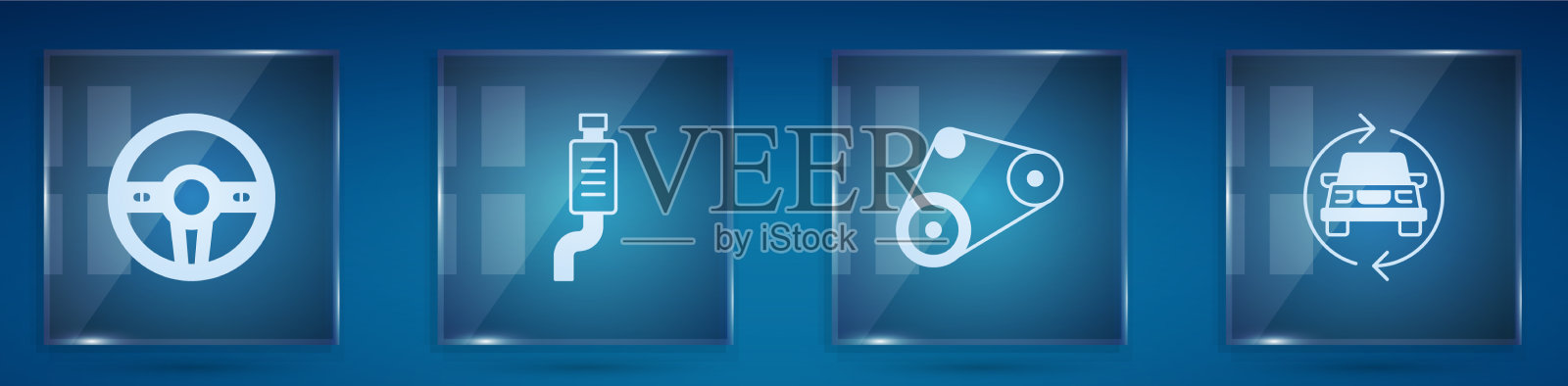 设置方向盘汽车消声器正时皮带套件图标素材