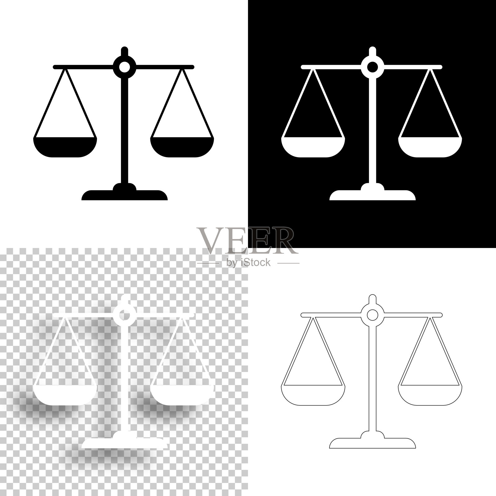 平衡。图标设计。空白，白色和黑色背景-线图标图标素材