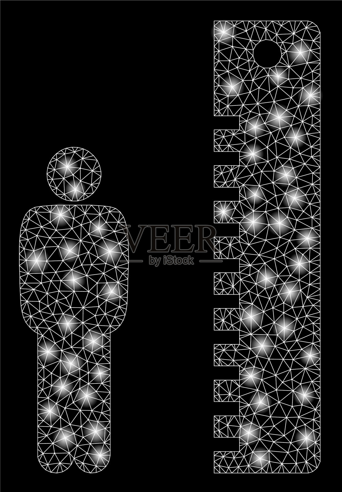 网男子高度有照明弹网插画图片素材