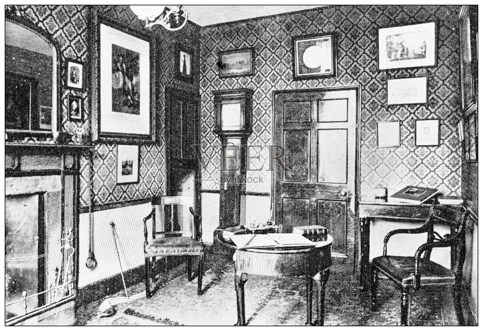 英格兰的古董旅行照片:华盛顿·欧文的房间插画图片素材