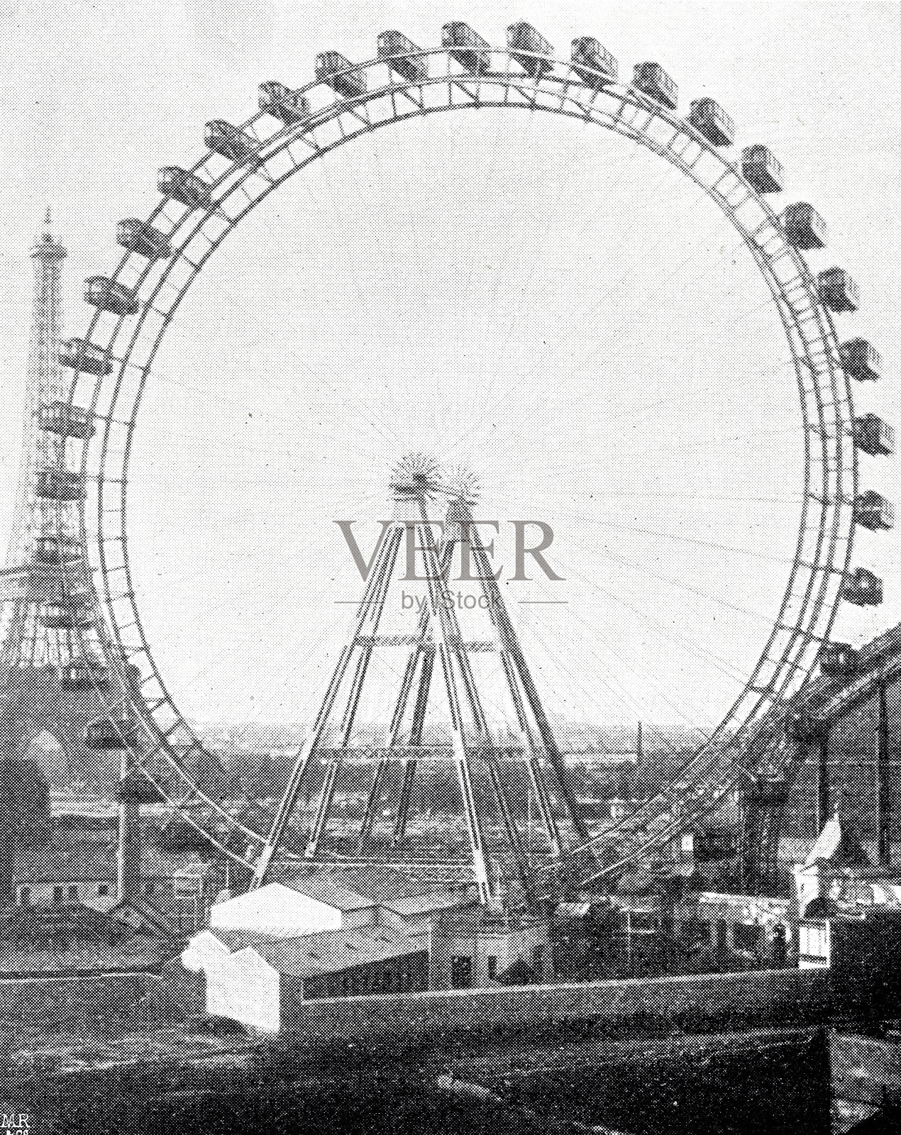 巴黎的摩天轮插画图片素材