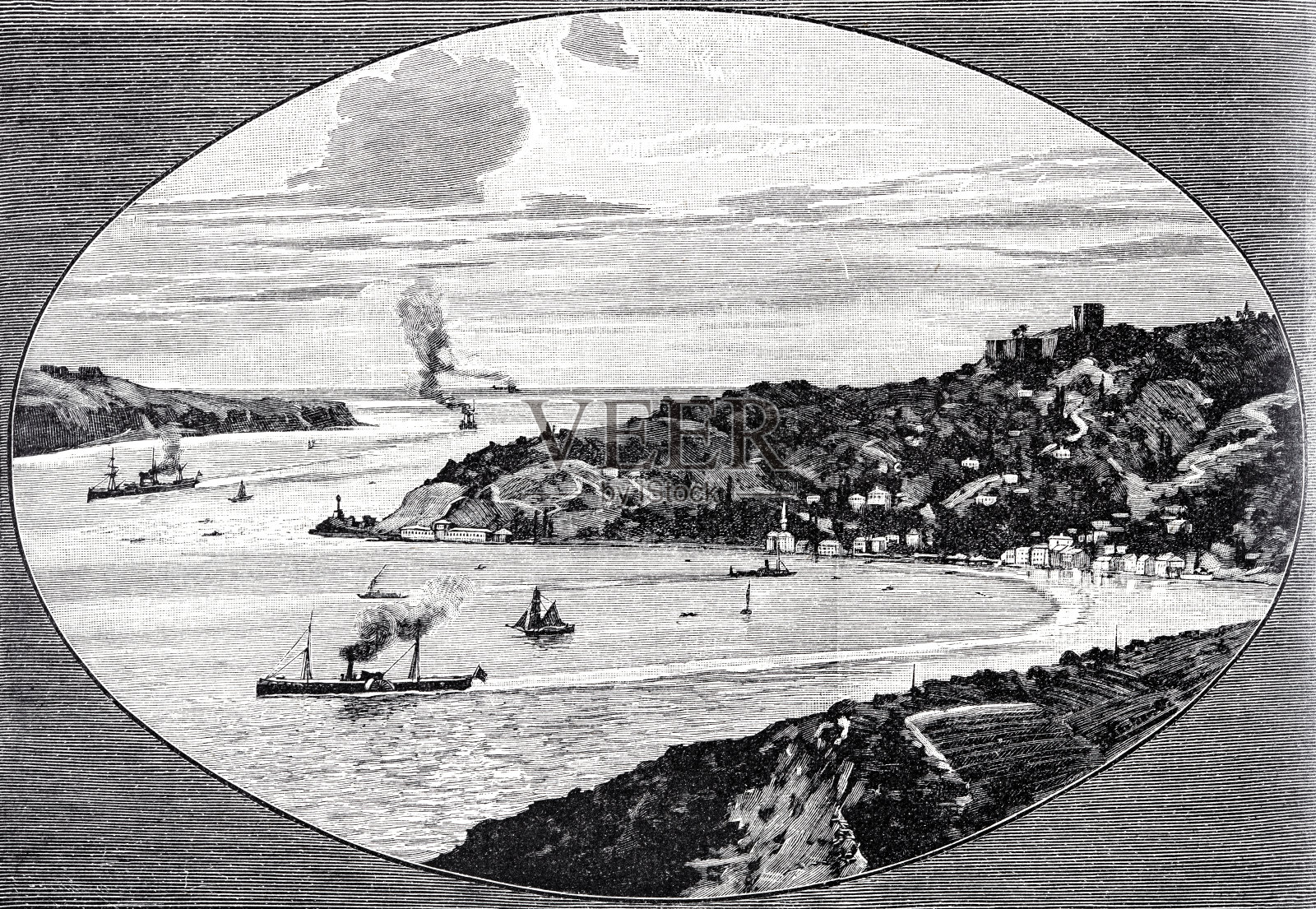 伊斯坦布尔港，黑海入口插画图片素材